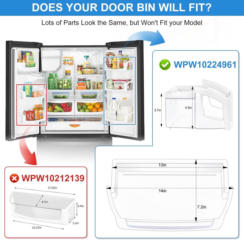 Alvar Upgraded WPW10224961 Refrigerator Door Bin Shelf Replacement Compatible with Whirlpool Maytag Refrigerator Door Shelf WRX735SDBM00 WRF555SDFZ00 W10224961 WRF555SDHB00 1872710 Fridge Bin Right - Image 2